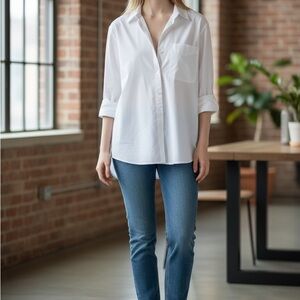 A new day White Casual Button Down Shirt. Oversize  medium